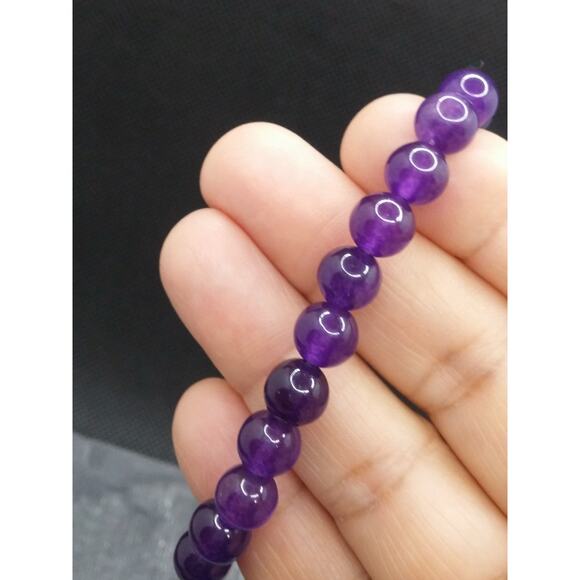 Artisan Amethyst Natural Stone Bracelet Purple Beaded Bohemian Stretch Natural - Picture 7 of 11